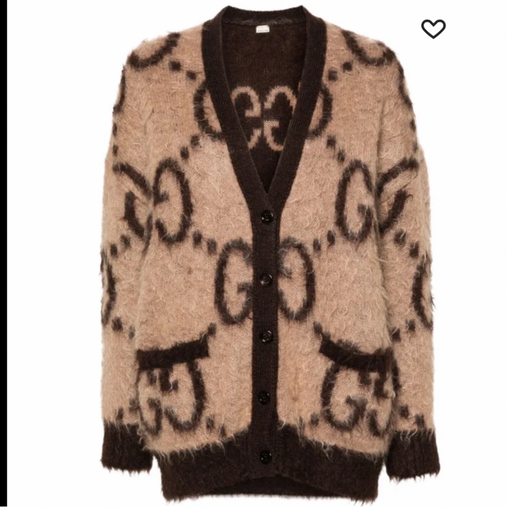 Gucci Tan and Black Logo Teddy Jacket